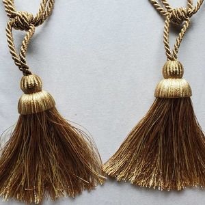 KENNEY Gold Rope w/ Tassel Curtin Tiebacks Set 2